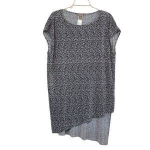 Chico’s Travelers Crinkle Pleat Cap Sleeve Asymmetrical Tunic Top